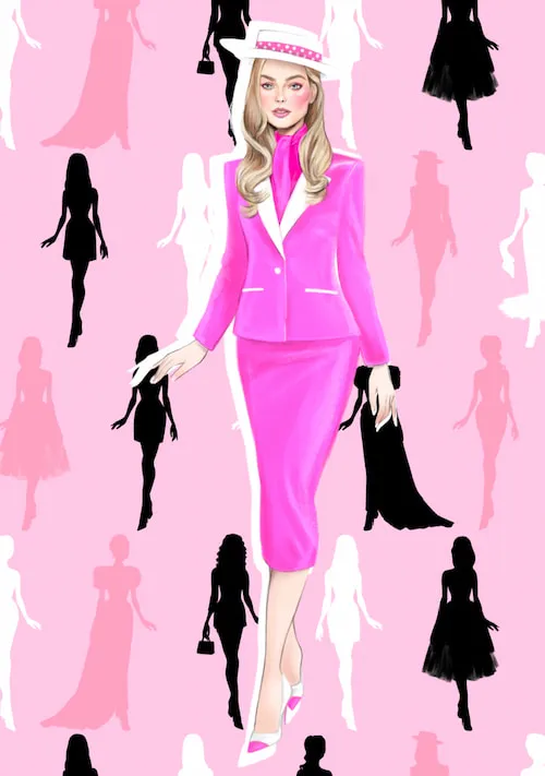 barbie movie diseño de patron rosa ilustración moda graciano augusto