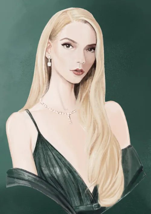 anya taylor joy dior couture ilustración moda graciano augusto